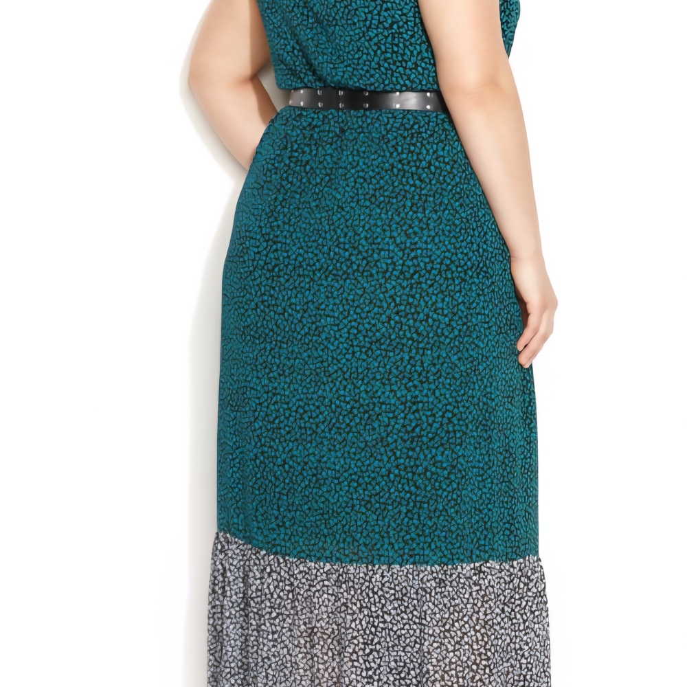 Michael Kors Blue Maxi Sundress  Sleeveless Silver Chain Embelishmelnt